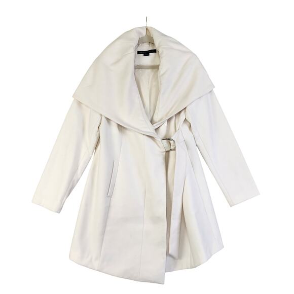 French Connection Womens Shawl Hooded Wrap Coat Size Large Cream Long Warm - Picture 1 of 10